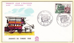 05180 / ⭐ ◉ FDC N°669 Journee Timbre Omnibus Hippomobile Impériale 1er Jour Emission AIX-LES-BAINS 15 Mars 1969 F.D.C  - 1960-1969