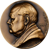 France, Médaille, Winston Churchill, 1965, Bronze, Loewental, SPL - Autres & Non Classés