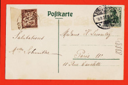 05274 ● Affranchissement Franco-Allemand STRASSBURG Orangerie Hauptrestaurant STRASBOURG 1907 à LACOMBE Paris  - Strasbourg