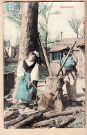 05455 / Peu Commun Carte-Photo Métier BUCHERONS Bucheron Bucheronne Cpagr 1910s à Marie BUISSON Bazard Jumville - Farmers