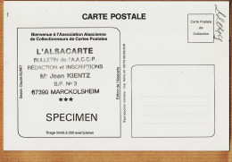 05348 ● ● MARCKOLSHEIM SPECIMEN Tirage Confidentiel Claude BURET 1987 -Carte BIENVENUE Alsacienne ALSACARTE - Sonstige & Ohne Zuordnung