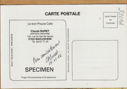 05310 / ⭐ (•◡•) ◉ Autographe Claude BURET 29.12.1986 Sur Carte SPECIMEN Tirage 20 Ex.! MARLENHEIM Le BON POUCE CAFE - Other & Unclassified