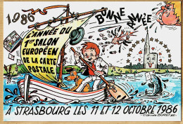 05254 ● Carte SPECIMEN STRASBOURG BONNE ANNEE 1986 1er SALON EUROPEEN CARTE POSTALE 11-12 Octobre Claude BURET - Strasbourg