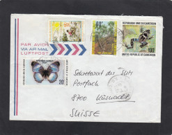 LETTRE DE MAROUA AVEC TIMBRES " PAPILLON,BUTTERFLY/ SAHEL VERT/ARBRE VOACANGA/GRENOUILLE",POUR LA SUISSE,1987. - Camerun (1960-...)