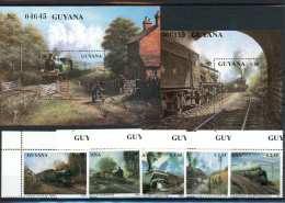 Guyana 3170-3174, Block 92-93 Postfrisch Eisenbahn #IV464 - Guiana (1966-...)