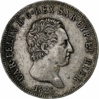 États Italiens, SARDINIA, Carlo Felice, 5 Lire, 1825, Turin, Argent, TTB - Piamonte-Sardaigne-Savoie Italiana