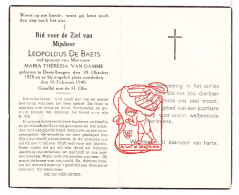 DP Leopoldus De Baets ° Destelbergen 1878 † 1948 X Maria Theresia Van Damme - Devotion Images