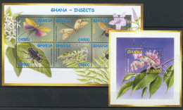 Ghana 3491-3496, Block 445 Postfrisch Schmetterlinge Kleinbogen #GL670 - Ghana (1957-...)