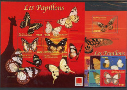 Guinea 3237-3242, Klb.3249-3254, Block 663 Postfrisch Schmetterling #JU255 - Guinea (1958-...)