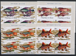 Guinea Viererblöcke 571-582 B Postfrisch Fische #IJ476 - Guinea (1958-...)