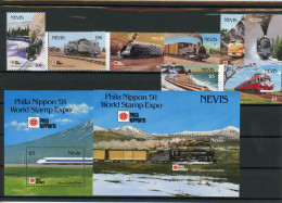 Nevis 627-634, Block 36-37 Postfrisch Eisenbahn #IX183 - Anguilla (1968-...)