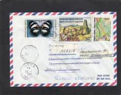 LETTRE DE MORA,  AVEC TIMBRES " PAPILLON,BUTTERFLY/ JEUNES FILLES/FLUTE ", POUR LUFINGEN,ENSUITE DUBENDORF,SUISSE,1987. - Camerun (1960-...)