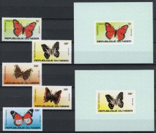 Niger 867-871 + 2 Einzelblocks Postfrisch Schmetterling #HF346 - Niger (1960-...)