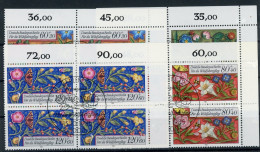 Berlin 4er Bl. Ecken Mit 744-47 Blumen Ersttagssonderstempel #HK575 - Otros & Sin Clasificación