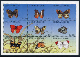 Sierra Leone KB Mit 2640-2648 Postfrisch Schmetterlinge #HB206 - Sierra Leone (1961-...)