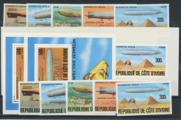 Elfenbeinküste Einzelblöcke 517-521, Block 8 Postfrisch Zeppelin #JK802 - Côte D'Ivoire (1960-...)