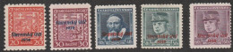 Slowakei: 1939, Freimarken. Mi. Nr. 4, 6, 7, 8, 10, Marken Der Tschechoslowakei Sowie Slowakei.   **/MNH - Unused Stamps