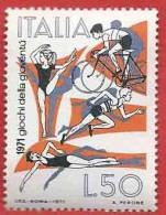 Italia, Italy 1971; Youth Games L. 50:atletica: Ciclismo, Ginnastica, Nuoto; Athletics, Cycling, Gymnastics, Swimming - Autres & Non Classés