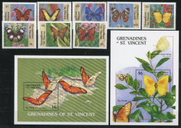 St. Vincent Grenadinen 664-671 + Bl. 46-47 Postfrisch Schmetterling #HF439 - St.Vincent & Grenadines