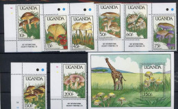 Uganda 667-674 + Bl. 95 Postfrisch Pilze #JQ877 - Oeganda (1962-...)