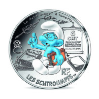 France 10 Euro Silver 2020 Brainy The Smurfs Colored Coin Cartoon 00398 - Conmemorativos