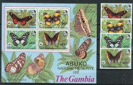 Gambia 402-405, Block 5 Postfrisch Schmetterlinge #GL647 - Gambia (1965-...)
