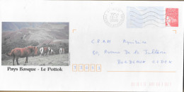 Nelle Aquitaine Entier Luquet Pays Basque Le Pottok Flamme Muette 64 Iholdy 12-7 2000 - Mechanical Postmarks (Other)