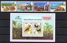 Salomon Inseln 876-879 + Bl. 40 Postfrisch Schmetterlinge #HB162 - Isole Salomone (1978-...)