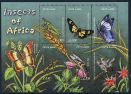 Sierra Leone KB Mit 4351-4356 Postfrisch Schmetterlinge, Insekten #HB241 - Sierra Leona (1961-...)