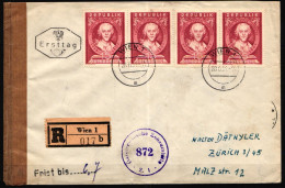 Österreich 965 (5x) Als R-Brief FDC Nach Zürich, Zensur #NF774 - Altri & Non Classificati