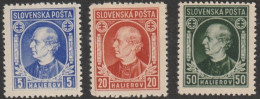 Slowakei: 1939, Freimarken. Mi. Nr. 35 XA, 37 XA, 39 XA, Andrej Hlinka..   **/MNH - Nuevos