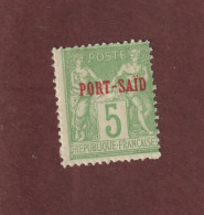 PORT SAÏD  - 14  De  1899 - Neuf * - Type Sage - N Sous B -  5c. Vert Jaune  - 2 Scan - Unused Stamps