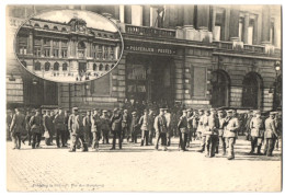 Riesen-AK Brüssel, Deutsche Soldaten In Feldgrau Haben Sich Vor Der Hauptpost Versammelt  - Weltkrieg 1914-18