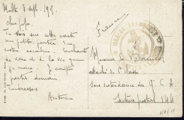 Fr. Guerre 1914-18. Correspondance De Malte Du 8 Sepembre 1915, Sur CPA "View Of Valletta And Grand Harbour - Malta". - Poste Maritime