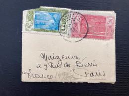 LETTRE MIGNONNETTE Pour La FRANCE TP AOF COTE D'IVOIRE 50c + 10c + 5c OBL.18 FEV 38 BOUAFEE COTE D'IVOIRE - Storia Postale