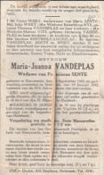 Nieuwenrode, Nieuwrode, Holsbeek, Maria Vandeplas, Sente, 1943 - Images Religieuses