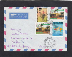 LETTRE DE MAROUA AVEC TIMBRES " COQ/ASSEMBLEE NATIONALE/ROSSIGNOL ", POUR LA ,SUISSE,1990. - Camerun (1960-...)