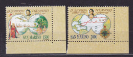 1992 San Marino Saint Marin SCOPERTA DELL'AMERICA, COLOMBO, DISCOVERY OF AMERICA  Serie Di 2 Valori MNH** - Christoph Kolumbus