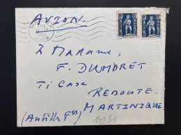 LETTRE Par Avion Pour La MARTINIQUE (REDOUTE) TP AIGLON 15F X2 OBL.MEC. CONTINUE 11-10 1957 ALGER RP - Storia Postale