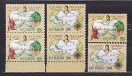 1992 San Marino Saint Marin SCOPERTA DELL'AMERICA COLOMBO, DISCOVERY OF AMERICA 3 Serie Di 2 Valori Coppia + Serie MNH** - Nuevos