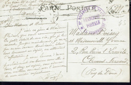 Cachet 11éme Escadron Du Train Des Equipages. Correspondance F.M. De Nantes 15 Août 1917 Vers Clermont-Ferrand, Sur CPA. - Guerra De 1914-18