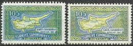 Turkey; 1960 Independence Of The Republic Cyprus 105 K. "Color Tone Variety (Dark Printing)" - Unused Stamps