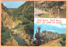 Ppgf/ CPSM Grand Format - ARDECHE - LES GORGES DU DOUX & LE MASTROU - MULTIVUES - Petite Animation & Train à Vapeur - Other & Unclassified