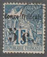 CONGO - N°2 Obl (1891-92) 5c Sur 15c Bleu - Signé Calves. - Usados