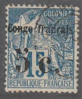 CONGO - N°2 Obl (1891-92) 5c Sur 15c Bleu - Signé Calves. - Gebraucht