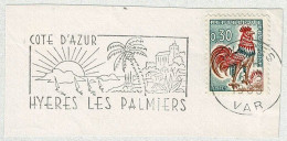 Frankreich / France 1965, Flaggenstempel Hyeres Cote D'Azur, Palmen / Palmiers, Sonne / Soleil / Sun - Sonstige & Ohne Zuordnung