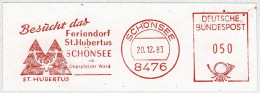 Deutsche Bundespost 1983, Freistempel / EMA / Meterstamp Schönsee, Feriendorf St. Hubertus, Jagd - Hostelería - Horesca