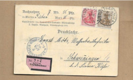 Los Vom 16.05 Nachnahmekarte Aus Stuttgart 1907 - Lettres & Documents