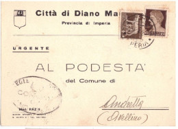 1942 DA DIANO MARINA A PODESTA' DI ANDRETTA  CARTE ANNONARIE  AVELLINO V118 - Historical Documents