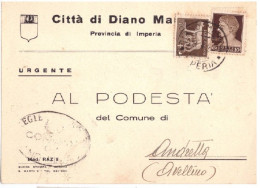 1942 DA DIANO MARINA A PODESTA' DI ANDRETTA  CARTE ANNONARIE  AVELLINO V118 - Historische Documenten